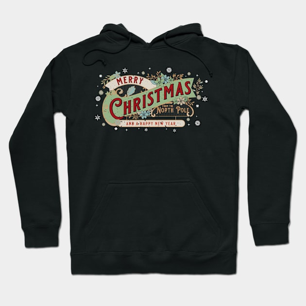 Merry Christmas Retro Type (distressed) Hoodie by DavidLoblaw